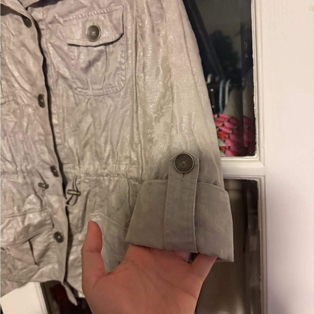 Chico's Gray Utility Jacket Lightweight Casual De… - image 3